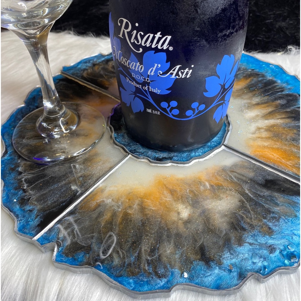 Luxury Handcrafted Agate Cut, Geode Resin Coaster Set